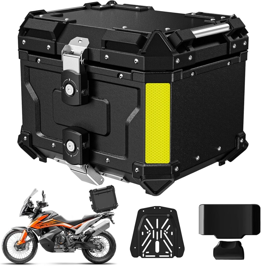 中古美品 バイク リアボックス 58L ABS 背もたれ付 トップケース NA黒 