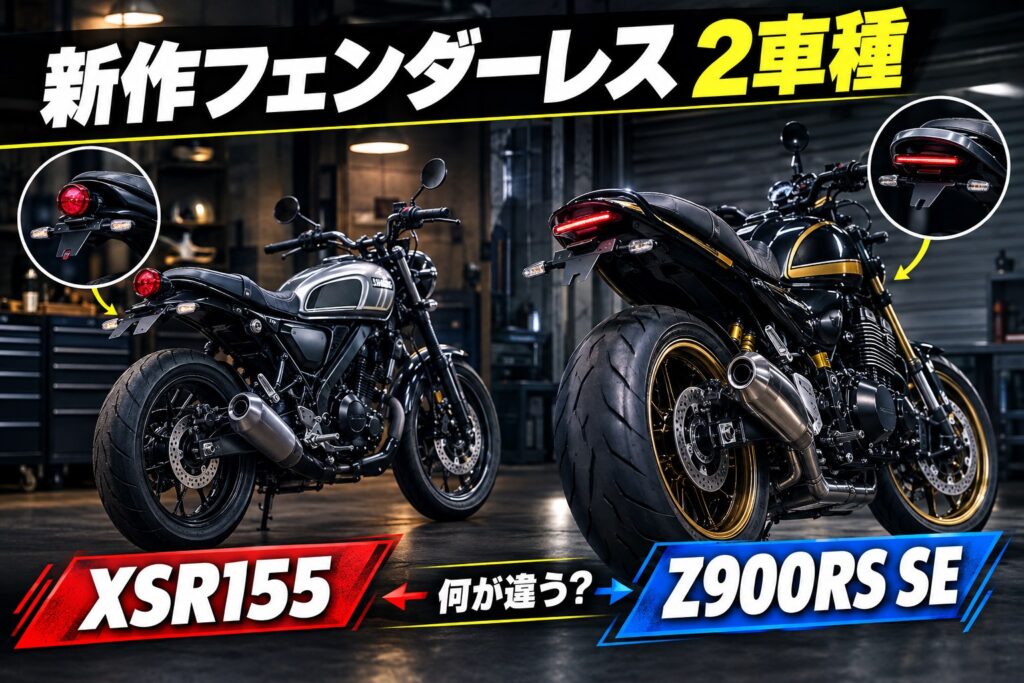 デイトナ新作フェンダーレス2種、XSR155用とZ900RS SE用の比較