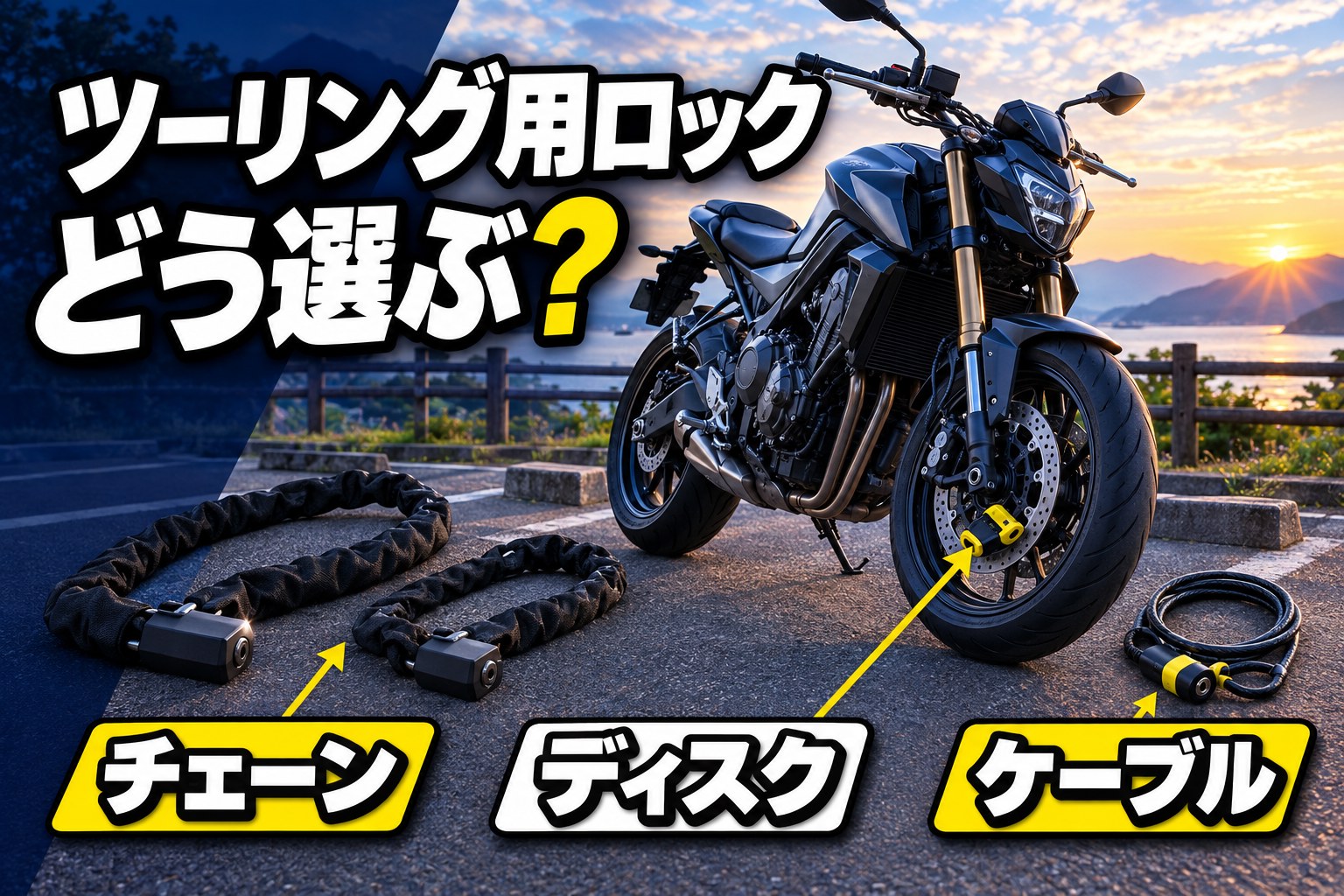 ツーリング用バイクロックの選び方 チェーン・ディスク・ケーブル比較